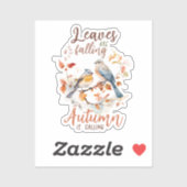 離れ秋お洒落鳥と葉 シール (シート)