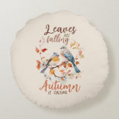 離れ秋お洒落鳥と葉 ラウンドクッション (裏面)