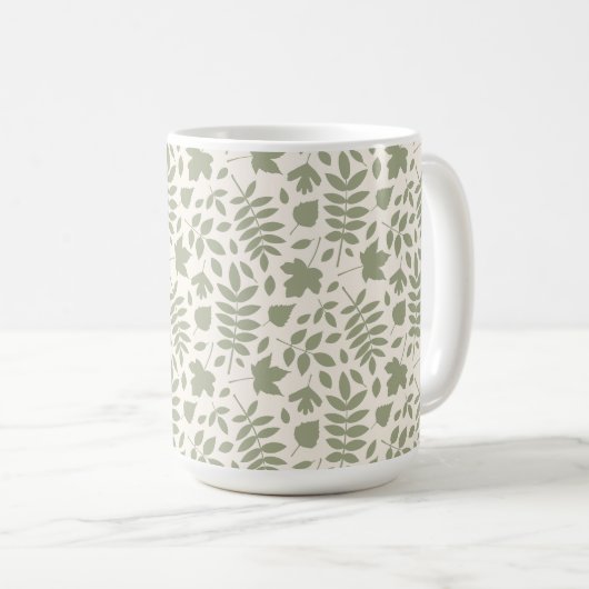 離れ落ちたPattern Green on Cream コーヒーマグカップ (正面右)
