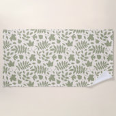 離れ落ちたPattern Green on Cream ビーチタオル (正面)