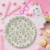 離れ落ちたPattern Green on Cream ペーパープレート (パーティー)