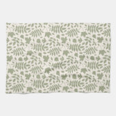 離れ落ちたRptパターン緑のクリーム キッチンタオル (横)