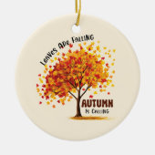 離れ落ち、秋が呼び出し – 居心地の良い秋 セラミックオーナメント (正面)