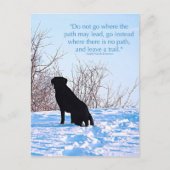 離れ追跡 – 感動的引用文- Black Lab ポストカード (正面)