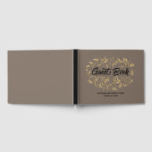 離れ金ゴールドの黒い文字結婚と ゲストブック (全面)