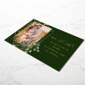 離れ金ゴールド&ユーカリV写真Save the Date Gre 箔招待状 (回転した状態)