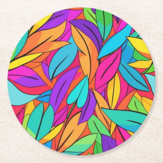 離れ鮮やかはっきりした数々の色デザイン ラウンドペーパーコースター (正面)