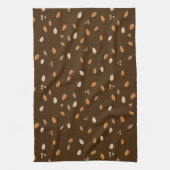離れ&ブランチ暗秋のどんぐり茶色のバックグロ キッチンタオル (縦)