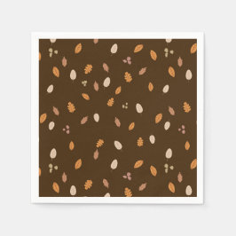 離れ&ブランチ暗秋のどんぐり茶色のバックグロ スタンダードカクテルナプキン