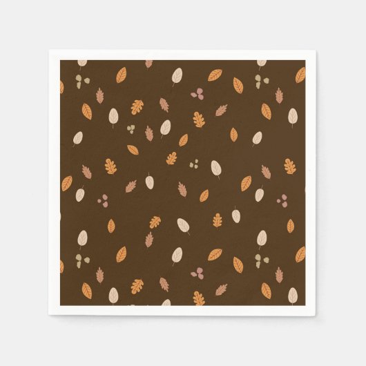 離れ&ブランチ暗秋のどんぐり茶色のバックグロ スタンダードカクテルナプキン (正面)