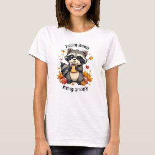 離れConcere - Cute Raccoon with Coffee Tシャツ