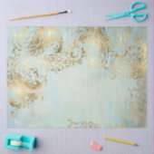 離れPeacock金ゴールドダスティブルー座標デコップページ 薄葉紙 (クラフト)