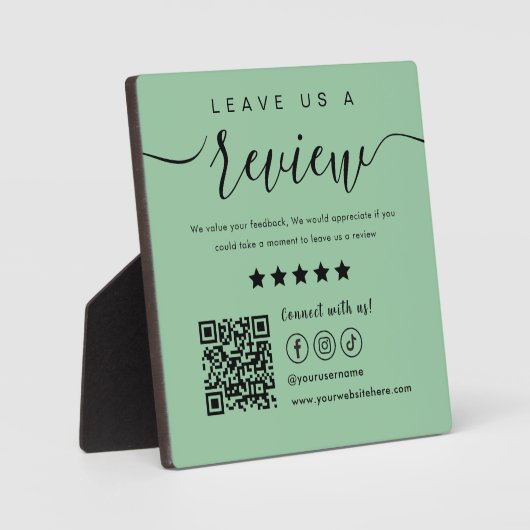 離れReview Social Media Qr Code Mint Green フォトプラーク (正面)