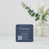 離れReview Social Media Qr Code Navy Blue スクエア名刺 (スタンド正面)
