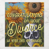 離婚おもしろいおめでとうスカルひまわり ワインラベル (シングルラベル)