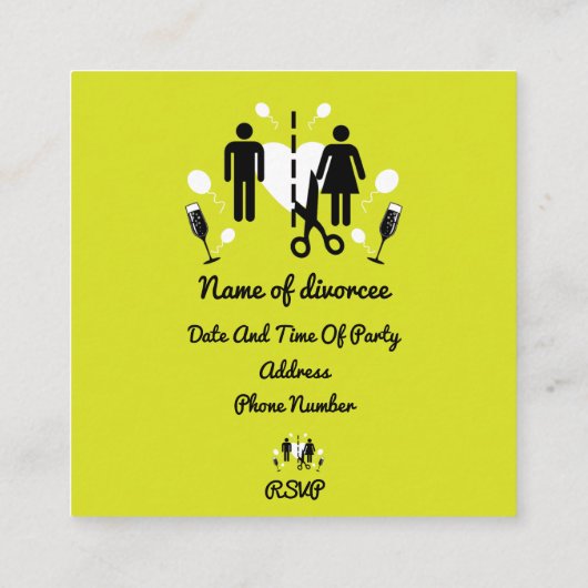 離婚おもしろいパーティの招待状 エンクロージャーカード (裏面)
