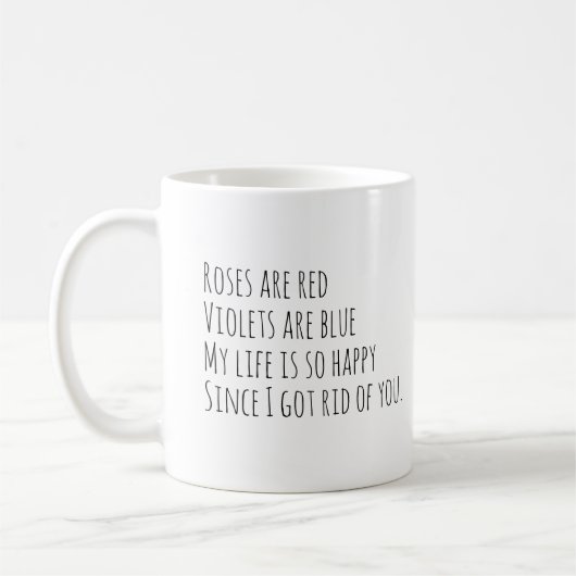 離婚おもしろい詩ミニマリストのコーヒーマグ コーヒーマグカップ (左)