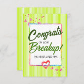 離婚かわいらしおもしろい又は別れの祝辞 サンキューカード (正面/裏面)