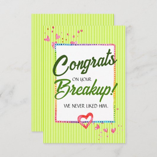 離婚かわいらしおもしろい又は別れの祝辞 サンキューカード (正面/裏面)