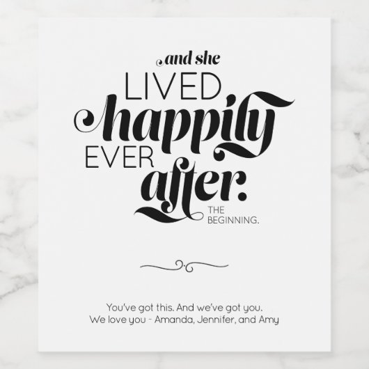 離婚した後ずっと幸せに女性の黒台本 ワインラベル (シングルラベル)