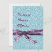 離婚のお祝いの-青および紫色のダマスク織 招待状 (正面)