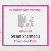 離婚パーティーお祝いピンク最終的に無料おもしろい スパークリングワインラベル (シングルラベル)