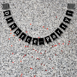 離婚パーティーお祝い白黒 バンティングフラッグ