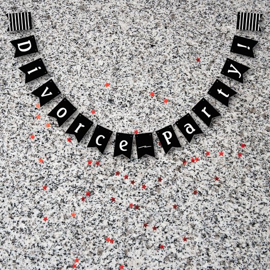 離婚パーティーお祝い白黒 バンティングフラッグ