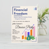 離婚パーティーの招待状：経済的自由 招待状 (スタンド正面)