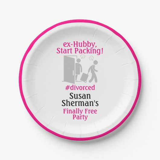 離婚パーティーデコールピンク最終的に無料おもしろい ペーパープレート (正面)