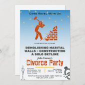 離婚パーティー招待状:建築閉鎖 招待状 (正面/裏面)