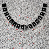 離婚パーティー最終的に自由なお祝い白黒 バンティングフラッグ