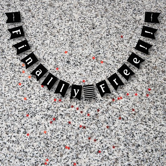 離婚パーティー最終的に自由なお祝い白黒 バンティングフラッグ