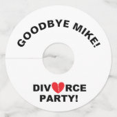 "離婚パーティー"のパーソナライズなワイングラスのラベル ワイングラスタグ (正面)