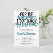 離婚パーティー | ティールポップのシャンパン招待状 招待状 (スタンド正面)