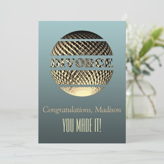 離婚挨拶状金ゴールド白金 サンキューカード (スタンド正面)