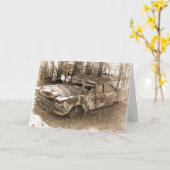 離婚、ユーモア、ヴィンテージは車を破壊しました カード (黄色い花)