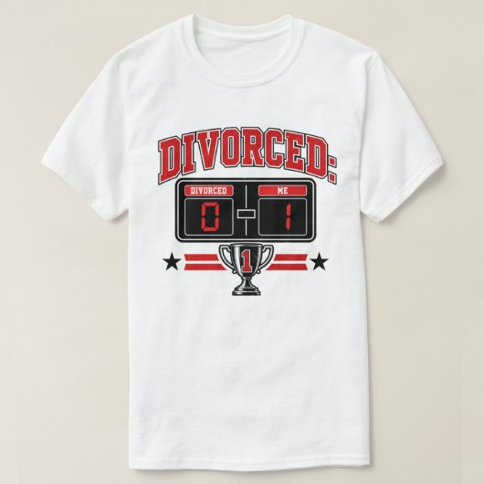 離婚: 0 — 私: 1 面白いスコアボード Tシャツ (デザイン正面)