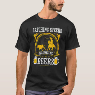 離脱ロープキャッチングス ティア ビール飲み ロ Tシャツ
