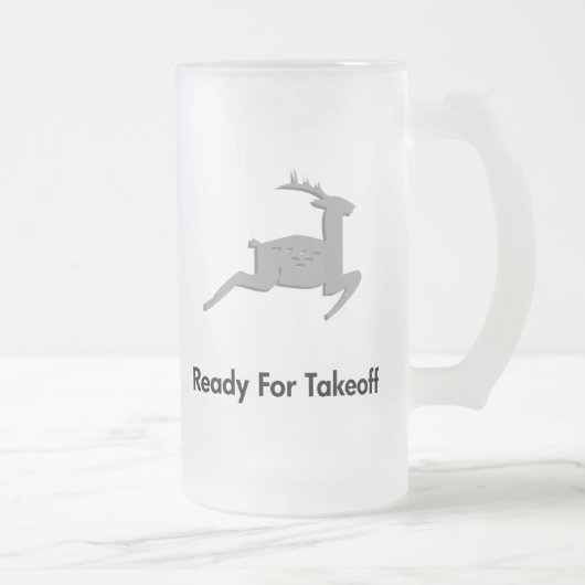 離陸の準備ができているトナカイ フロストグラスビールジョッキ (右)