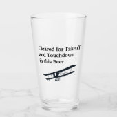離陸許可&ビール、面白い航空ジョーク タンブラーグラス (正面)