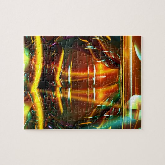 難しい琥珀、緑、黄色のホログラフィックパズル ジグソーパズル (横)