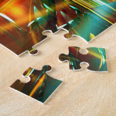 難しい琥珀、緑、黄色のホログラフィックパズル ジグソーパズル (側面)