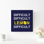 「難しい、難しい、レモン、難しい」 スクエア壁時計 (ホーム)