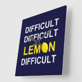 「難しい、難しい、レモン、難しい」 スクエア壁時計 (傾斜)