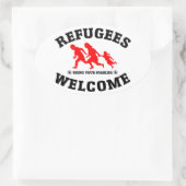 難民が家族を連れて来る 楕円形シール (バッグ)