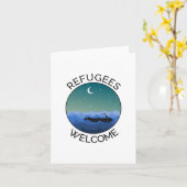 難民歓迎ボート海の救助正義の平和 カード (黄色い花)