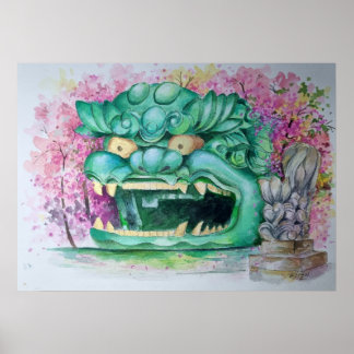 難波八坂神社大阪水彩画プリント ポスター