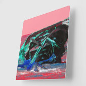 難破抽象芸術ピンク スクエア壁時計 (傾斜)