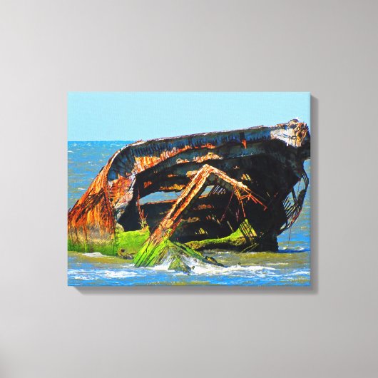 難破抽象芸術ブルー キャンバスプリント (正面)